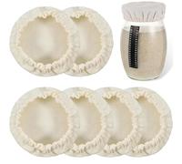 Ousuwo 6Pcs Sourdough Starter Glass Fabric Covers for Dough Rising, Fermentation and Baking - Breathable Fabric Jar Lids for Home Bread Making and Food Storag