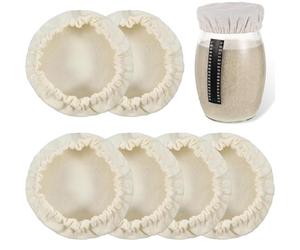 Ousuwo 6Pcs Sourdough Starter Glass Fabric Covers for Dough Rising, Fermentation and Baking - Breathable Fabric Jar Lids for Home Bread Making and Food Storag