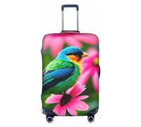 OUSXC Colorful Flowers And Bird Trolley Suitcase Protective Cover Is Suitable For Luggage Sizes Between 18-32 Inches, White, M