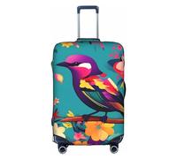 OUSXC Colorful Flowers Bird Trolley Suitcase Protective Cover Is Suitable For Luggage Sizes Between 18-32 Inches, White, L
