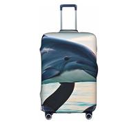 OUSXC Cute Dolphin Jumping Trolley Suitcase Protective Cover Is Suitable For Luggage Sizes Between 18-32 Inches, White, S