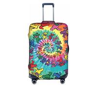 OUSXC Dancing Thanksgiving Bear Trolley Suitcase Protective Cover Is Suitable For Luggage Sizes Between 18-32 Inches, White, L