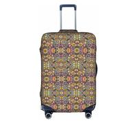 OUSXC Ethnic Circles Floral Pattern Trolley Suitcase Protective Cover Is Suitable For Luggage Sizes Between 18-32 Inches, White, M
