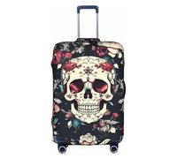 OUSXC Flowers Skull Ornamental Pattern Trolley Suitcase Protective Cover Is Suitable For Luggage Sizes Between 18-32 Inches, White, L