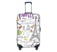OUSXC French Paris Tour Eiffel Tower Trolley Suitcase Protective Cover Is Suitable For Luggage Sizes Between 18-32 Inches, White, S