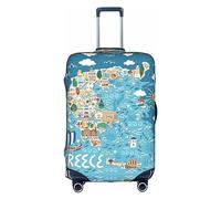 OUSXC Greece Map Trolley Suitcase Protective Cover Is Suitable For Luggage Sizes Between 18-32 Inches, White, L