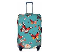 OUSXC Hen Flying Butterflies Among Flowers Trolley Suitcase Protective Cover Is Suitable For Luggage Sizes Between 18-32 Inches, White, XL