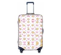OUSXC Pomeranians Cartoon Flowers Trolley Suitcase Protective Cover Is Suitable For Luggage Sizes Between 18-32 Inches, White, XL