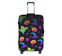 OUSXC Rainbow Halloween Ghost Witch Hat Spiders Trolley Suitcase Protective Cover Is Suitable For Luggage Sizes Between 18-32 Inches, White, L