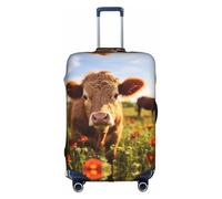 OUSXC Red Flower Show Steer Cows Cattle Trolley Suitcase Protective Cover Is Suitable For Luggage Sizes Between 18-32 Inches, White, XL