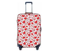 OUSXC Romantic Reds Heart Trolley Suitcase Protective Cover Is Suitable For Luggage Sizes Between 18-32 Inches, White, S