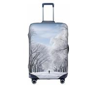 OUSXC Snow Falling In The Park Trolley Suitcase Protective Cover Is Suitable For Luggage Sizes Between 18-32 Inches, White, L