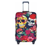 OUSXC Sugar And Skulls And Flowers Trolley Suitcase Protective Cover Is Suitable For Luggage Sizes Between 18-32 Inches, White, S
