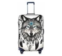 OUSXC Wolves And Dream Catchers03 Trolley Suitcase Protective Cover Is Suitable For Luggage Sizes Between 18-32 Inches, White, S