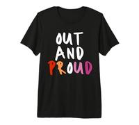 Out and Proud Lesbian Gay Pride Month Flag LGBTQ Coming Out Premium T-Shirt