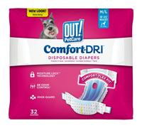OUT! Disposable Female Dog Diapers | Absorbent Female Dog Diapers with Leak Protection | Female Dogs in Heat, Excitable Urination, or Incontinence | Medium/Large | 32 Count