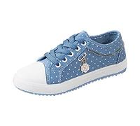 Out DOTT Women's Shoes Pattern Fashion Pendant Lace Casual Canvas Floral Women's Casual Shoes, sky blue, 7 UK