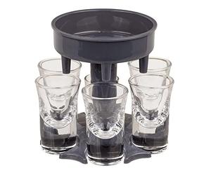 Out fo The Blue Schnapps Carousel Pouring aid with 6 Glasses, Shot Carousel Shot Glass, Shot Glass, Shot Glass, Shot Glass, Shooter Glass, Dark Grey