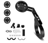 Out-Front Bike Computer Handlebar Mount compatible with Garmin Edge, Wahoo, Bryton, Cateye, XOSS, Universal, with Camera Adapter and Light Mount (Curved mount)