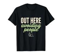 Out Here Avoiding People Funny Introvert Camping Gift Value Graphic T-Shirt, Men, Black, S