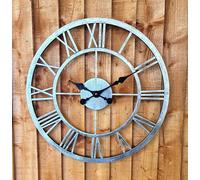 Out/in Garden Wall Clock Silver Large Metal 58cm DS5275S - ELM RR