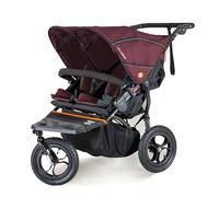 Out 'n' About Nipper Double Pushchair V5 - Side by Side Tandem Pushchair - All-Terrain Double Pram 0-4 Years, with Rain Cover & Removable Basket - Double Buggy, Twin Stroller - Brambleberry Red