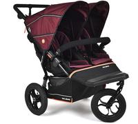 Out’n’About Nipper Double V6 Pushchair | Lightweight All-Terrain 3 Wheel Double Buggy & Rain Cover | 12” Air-Filled Tyres, 72cm Wide, Compact Fold Stroller, Pram | Newborn to 4yrs (Brambleberry Red)
