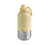 OUT 'N WILD Portable Dog Insulated Water Bottle & Bowls - All-in-One Travel Accessories Pet Food & Liquids for Car, Hiking, Camping - Leak-Proof, Double Walled - 32 oz, 2 Dog Bowls, Beige
