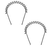 Out Of Box Men Women Zig Zag Tooth Metal Headband Hair Band (Zed Black) (Set Of 2)