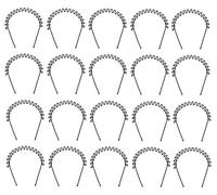 Out Of Box Men Women Zig Zag Tooth Metal Headband Hair Band (Zed Black) (Set Of 20)