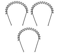Out Of Box Men Women Zig Zag Tooth Metal Headband Hair Band (Zed Black) (Set Of 3)