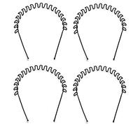 Out Of Box Men Women Zig Zag Tooth Metal Headband Hair Band (Zed Black) (Set Of 4)