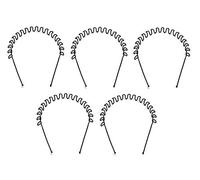 Out Of Box Men Women Zig Zag Tooth Metal Headband Hair Band (Zed Black) (Set Of 5)