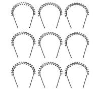 Out Of Box Men Women Zig Zag Tooth Metal Headband Hair Band (Zed Black) (Set Of 9)