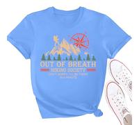 Out of Breath Hiking Society Tshirt, Out of Breath Hiking Society I'll Be There in A Minute T-Shirt Carolina Blue