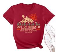 Out of Breath Hiking Society Tshirt, Out of Breath Hiking Society I'll Be There in A Minute T-Shirt Claret