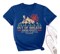 Out of Breath Hiking Society Tshirt, Out of Breath Hiking Society I'll Be There in A Minute T-Shirt Royal Blue