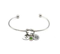 Out of Cornwall Personalised 18th Birthday Knot Bangle Bracelet in Gold, Silver or Rose Gold with Birthstone Charm - Gift Boxed