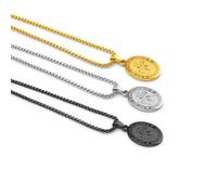 Out of Cornwall St Christopher Necklace with Personalised Back | Choose from Silver Gold or Black, Matching 22-Inch Box Chain, Gift Boxed