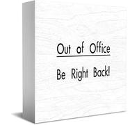 Out Of Office Be Right Back Wooden Box Sign Decorative Funny Office Home Decor Rustic Farmhouse Square Desk Decor Sign For Shelf 5 X 5 Inches