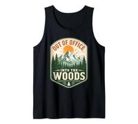Out of Office Into The Woods Retro Mountain Hiking Camper Tank Top