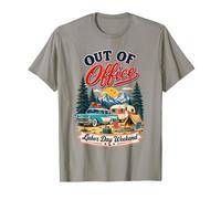 Out of Office Labor Day Weekend Retro Camping Road Trip T-Shirt