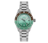 Out of Order AFTER 8 GMT Automatic Steel Black Green Date Sapphire Men's Watch, silver, bracelet