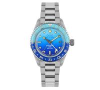 Out of Order BOMBA BLU GMT Automatic Steel Black Blue Date Sapphire Men's Watch, silver, bracelet