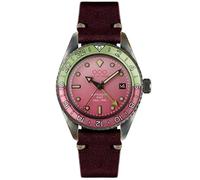 Out of Order COSMOPOLITAN GMT Automatic Steel Red Green Date Leather Watch Aged Man
