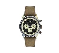 Out of Order CRONOGRAPH Brown Black Quartz Steel Leather Ruined Vintage Men's Watch