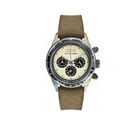 Out of Order CRONOGRAPH Brown Cream Quartz Steel Leather Ruined Vintage Men's Watch