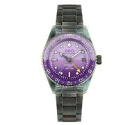 Out of Order DARK VIOLET GMT Automatic Purple Steel Date Sapphire Aged Men's Watch, silver, bracelet