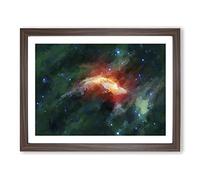 Out Of Space Vol.37 In Abstract Modern Art Framed Wall Art Print, Ready to Hang Picture for Living Room Bedroom Home Office Décor, Walnut A4 (34 x 25 cm)