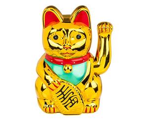 Out of the Blue 57/9717 Maneki Neko, Plastic, gold, 14.9 x 12.4 x 21.7 cm